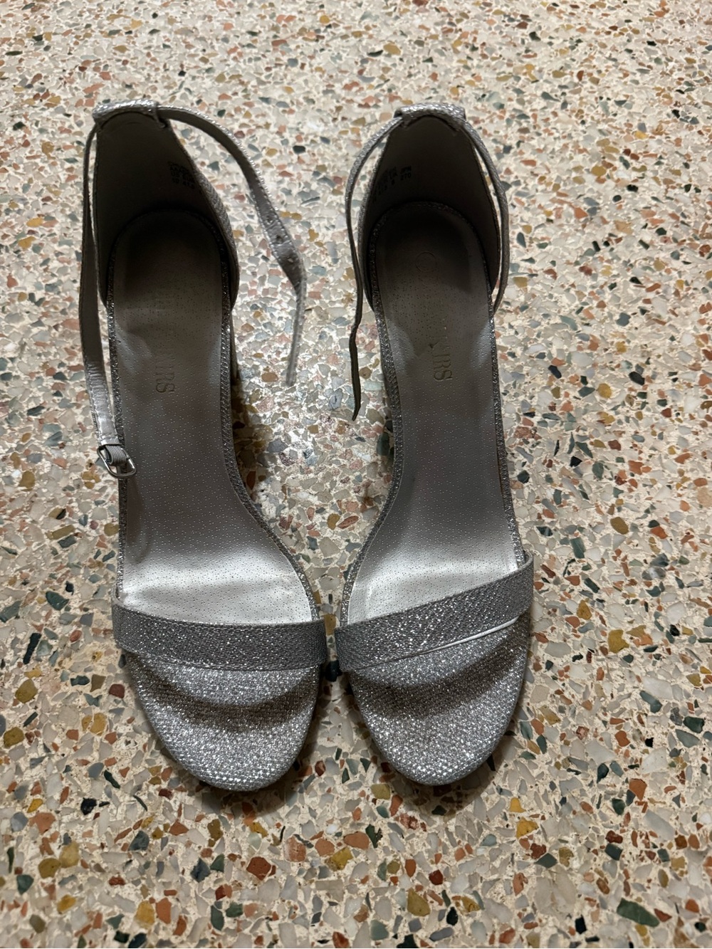 Silver Glitter Ankle-Strap Women's Sandals